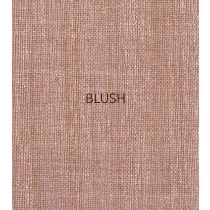 Blush - The fabric used in this collection is a classic, yarn-dyed plain weave made from recycled olefin, embodying a faux linen look with a washed appearance. 