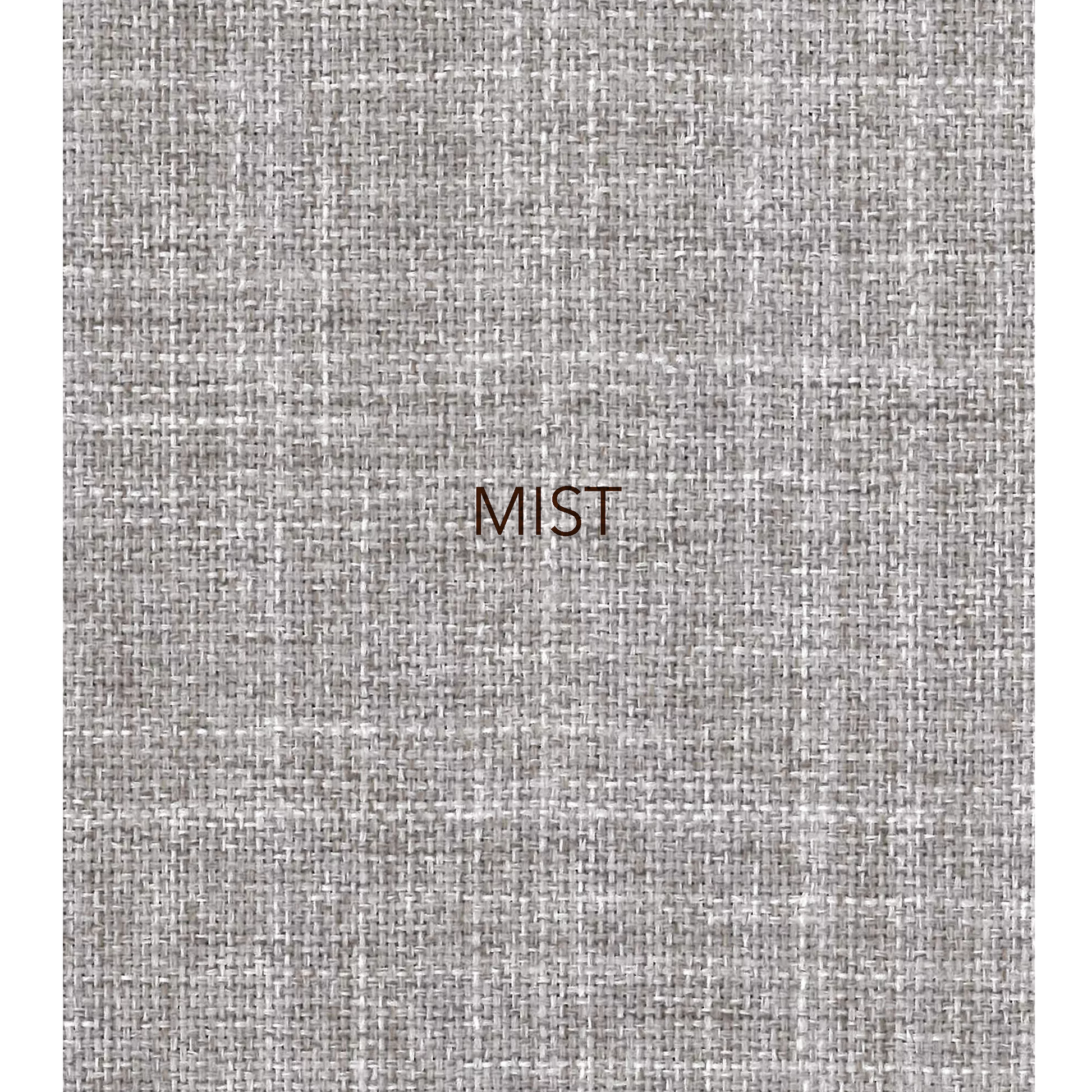 Mist - The fabric used in this collection is a classic, yarn-dyed plain weave made from recycled olefin, embodying a faux linen look with a washed appearance. 