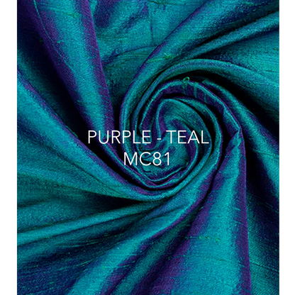 Purple Teal - The lampshade fabric in this collection is 100% silk, made from classical raw silk fibers with a natural random slub. It's perfect for those who appreciate a touch of luxury with a timeless charm.