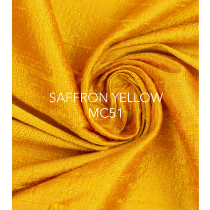 Saffron Yellow - The lampshade fabric in this collection is 100% silk, made from classical raw silk fibers with a natural random slub. It's perfect for those who appreciate a touch of luxury with a timeless charm.