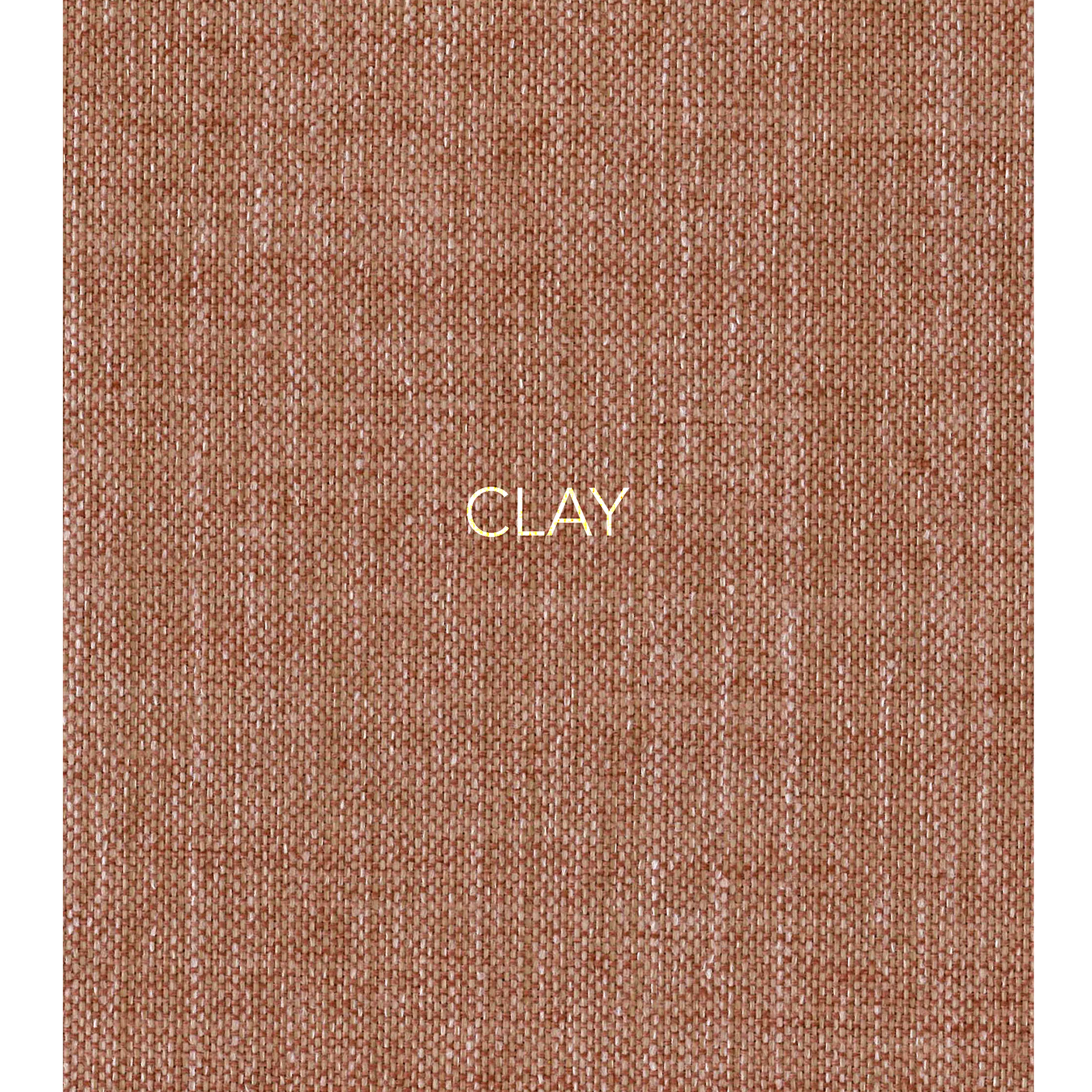 Clay - The fabric used in this collection is a classic, yarn-dyed plain weave made from recycled olefin, embodying a faux linen look with a washed appearance. 