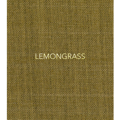 Lemongrass - The fabric used in this collection is a classic, yarn-dyed plain weave made from recycled olefin, embodying a faux linen look with a washed appearance. 