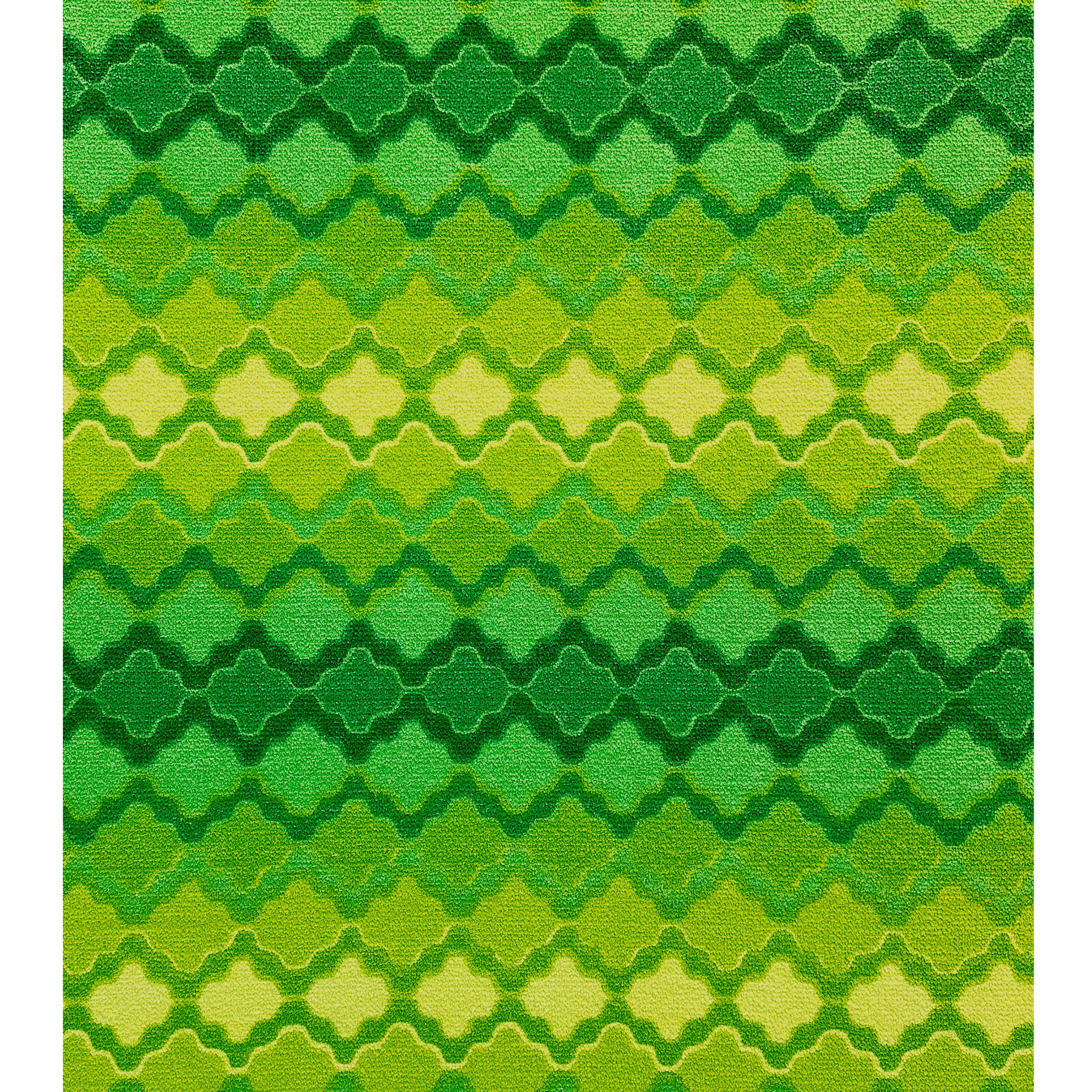 Fabric close up - unique vintage terry cloth fabric, this lamp showcases shades of green and sunny yellow, bringing a joyful focal point to any room. 