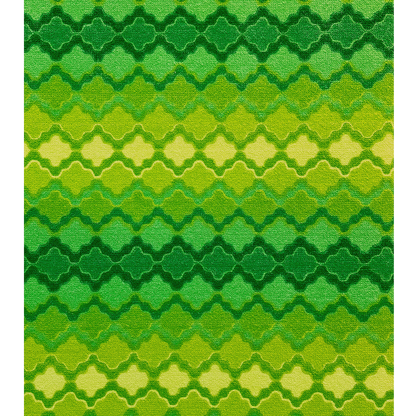 Fabric close up - unique vintage terry cloth fabric, this lamp showcases shades of green and sunny yellow, bringing a joyful focal point to any room. 