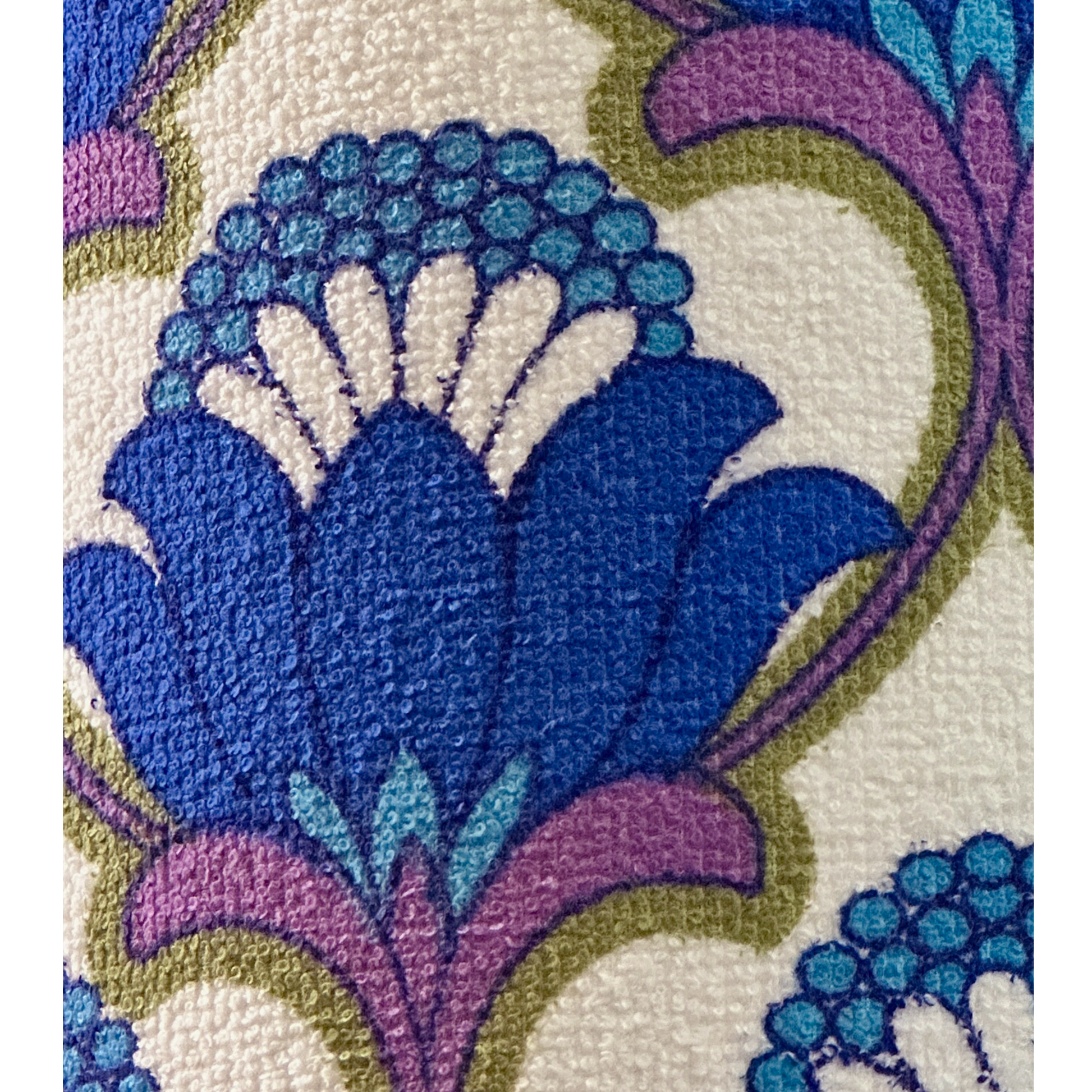 Fabric Close up - Archie Rocket Floor Lamp - Blue Bell Colour Palette - Vintage Fabric 