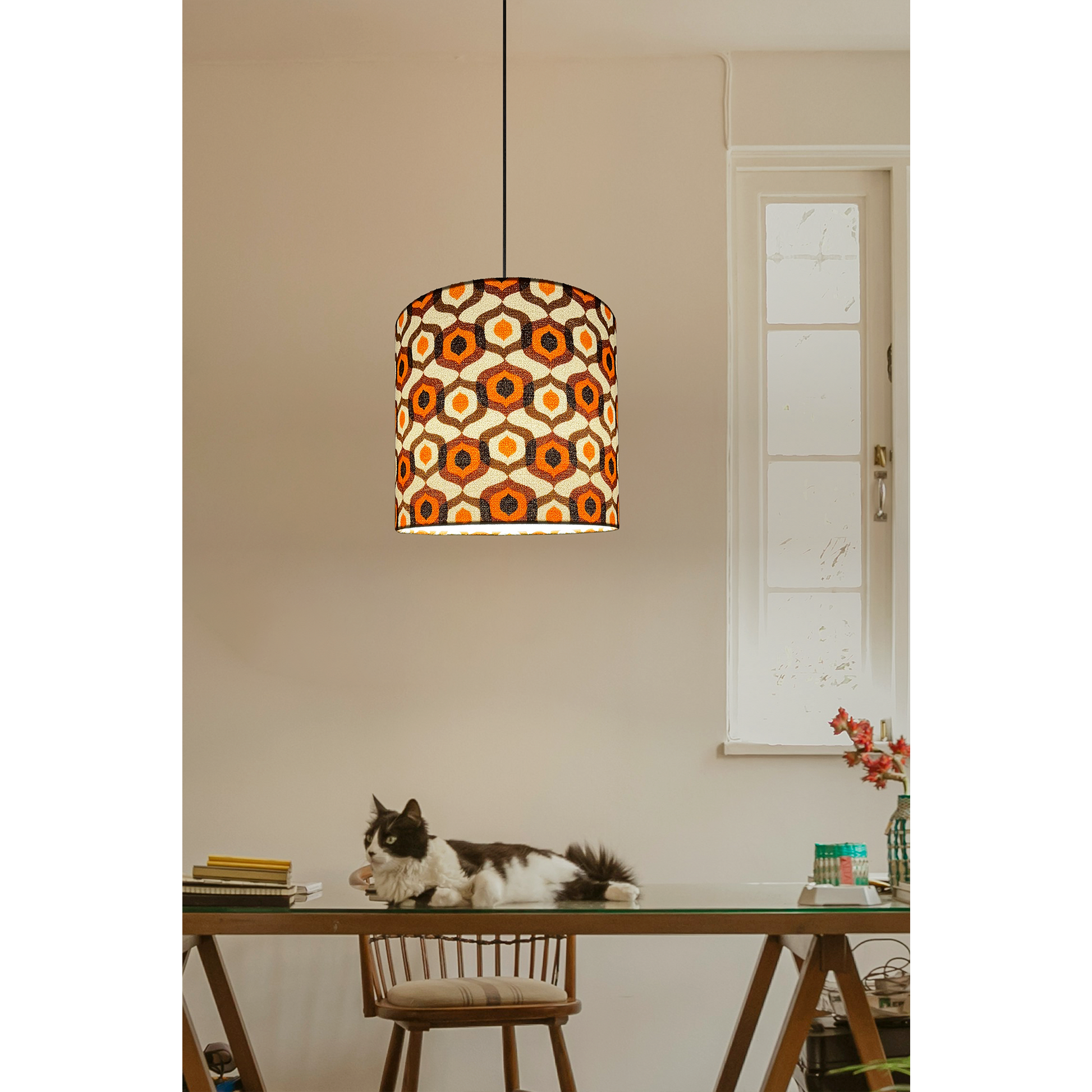 Honeycomb Caramel - Drum Handmade Lampshade for Ceiling Pendant Light