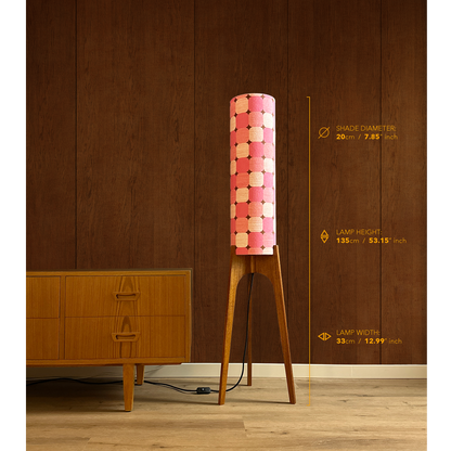 Archie Rocket Floor Lamp with Measurements - Lamp height 135cm, 53.15 inches, lamp width 33cm, 12.99 inches