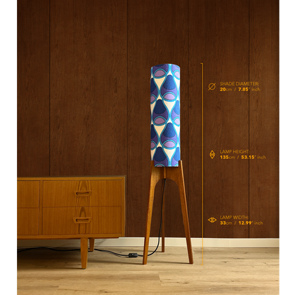 Lights Off with Measurements - Lamp height 135cm, 53.15 inches, lamp width 33cm, 12.99 inches