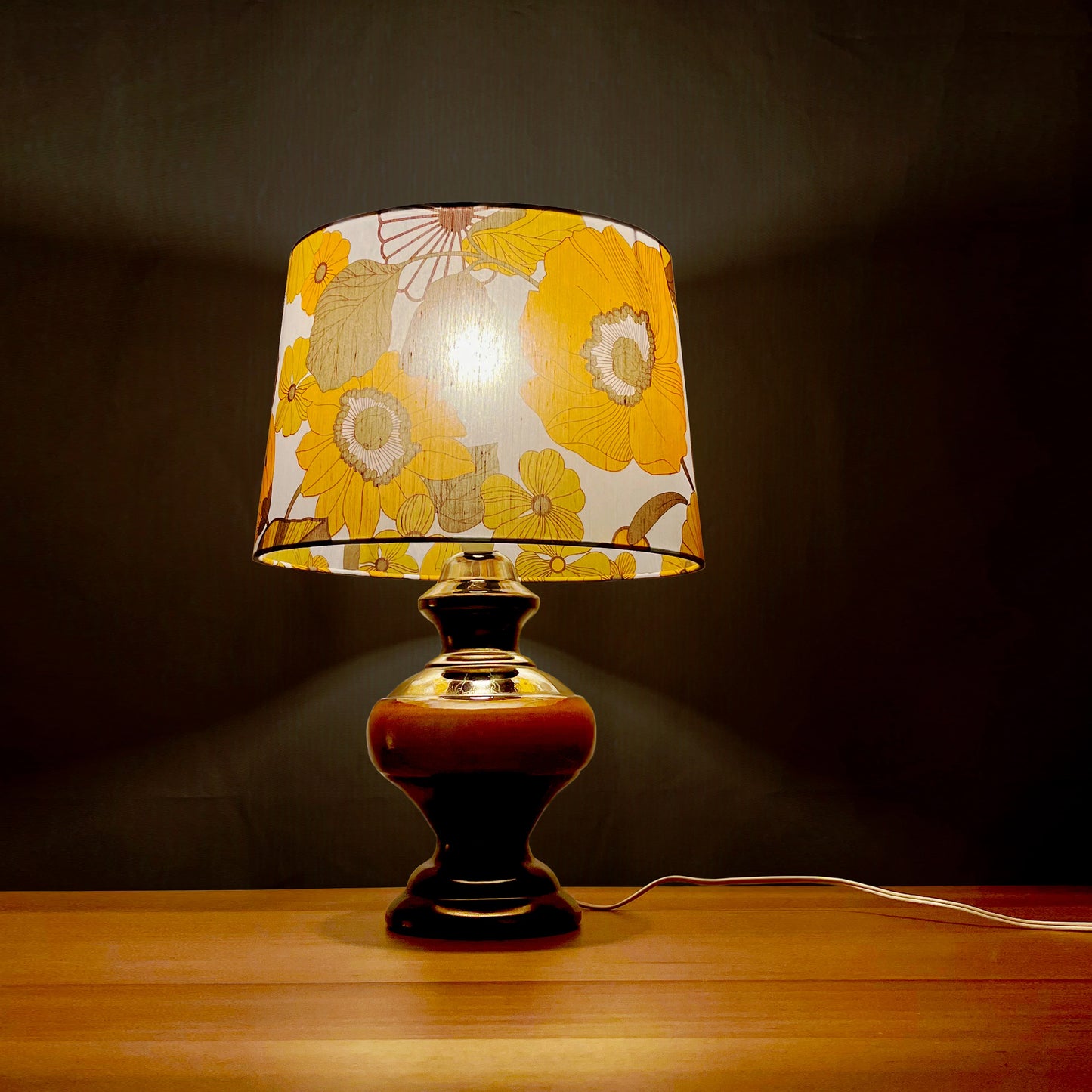 Vintage Mustard Floral | Upcycled Vintage Lamp