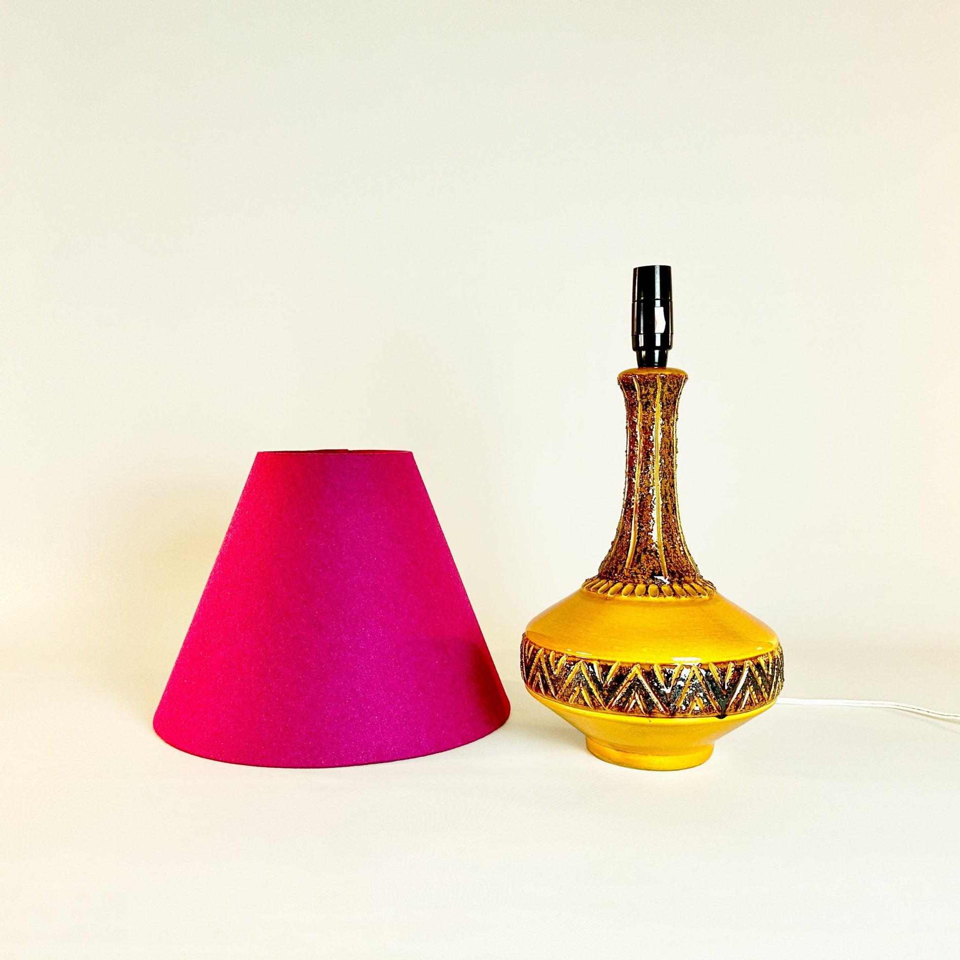 Mustard Fuchsia | Vintage Upcycled - Retro Duo - Table Lamp - Mustard Fuchsia